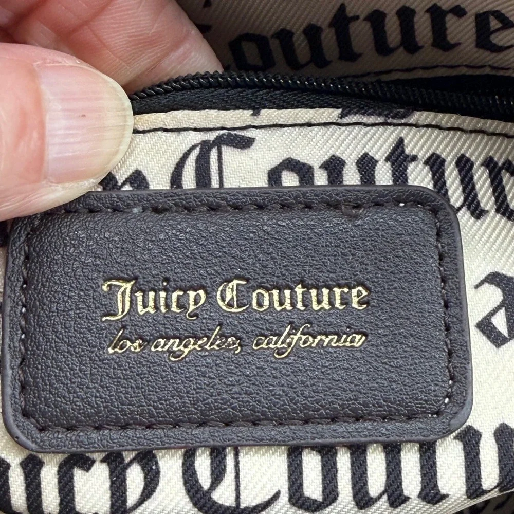 Juicy Couture Pink Velour Black Trim Satchel Crossbody Dome Satchell Bag‎